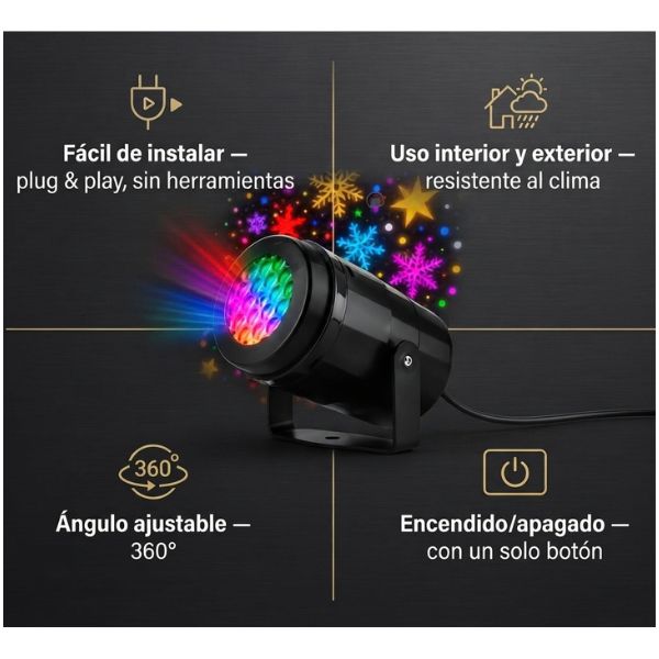 🎄Pack Estelar — Proyector Navideño de Luces LED✨