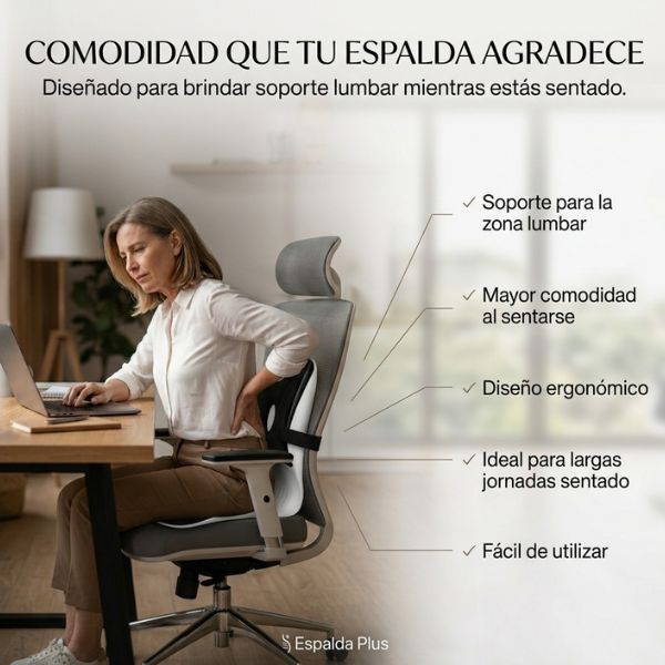 Espalda Plus - Cojín de Soporte Lumbar Ergonómico